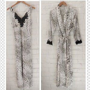 El Corte Ingles NIGHTGOWN ROBE SET S 4 6 Animal Print Elegant PEIGNOIR Sleepwear